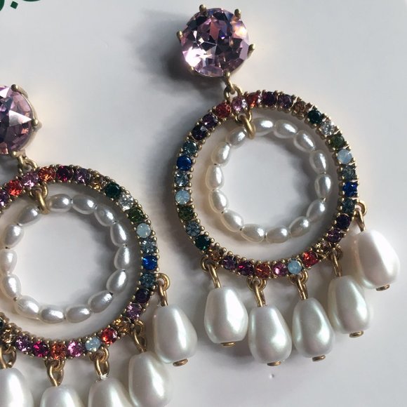 J. Crew rainbow sparkle and pearl earrings NWT - Picture 4 of 8